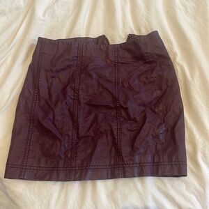 Wine purple colored free people leather pencil skirt